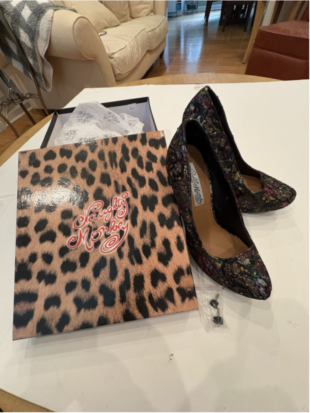 Naughty Monkey High Heel Pumps -4” Stiletto Heel -size 7-glitter Top-glamorous